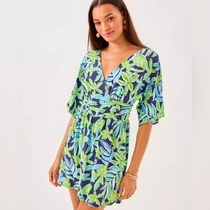 NW/OT!!! LILLY PULITZER PARIGI SKORT ROMPER- SAPHIRE POOL TROPICAL TANGO- SIZE M